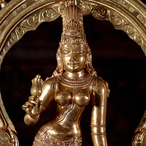 Polished Bronze Parvati Goddess Statue